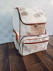 Cowhide Backpack Purse Tan White