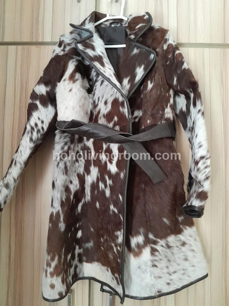  cow fur jacket dark brown white