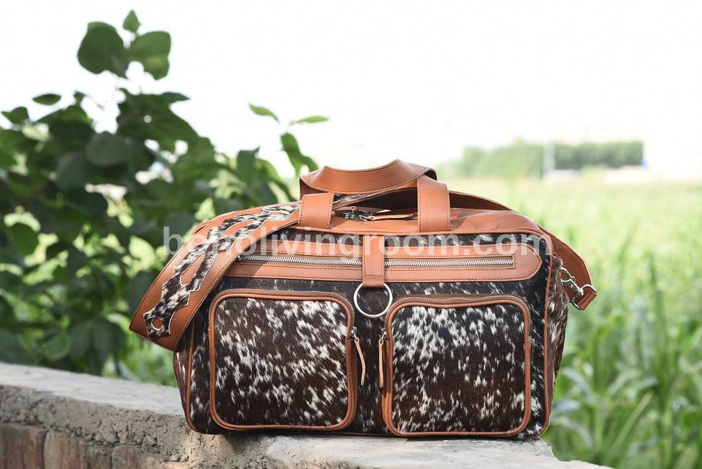 Exotic Tricolor Cowhide Purse Duffle