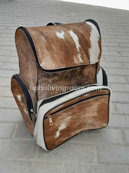 Natural Brown Tan Cowhide Backpack