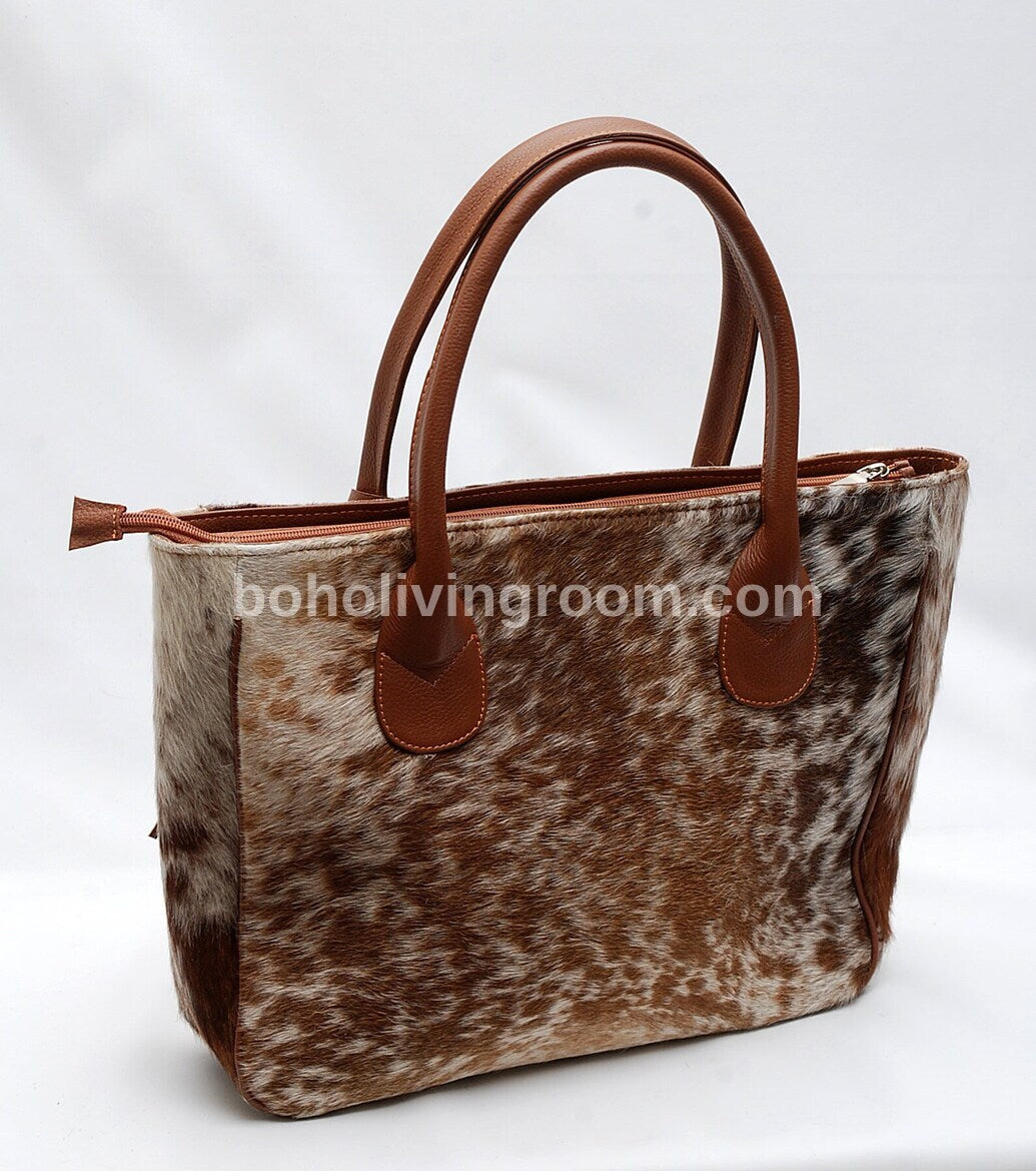 Hair On Cowhide Speckled Tote Purse