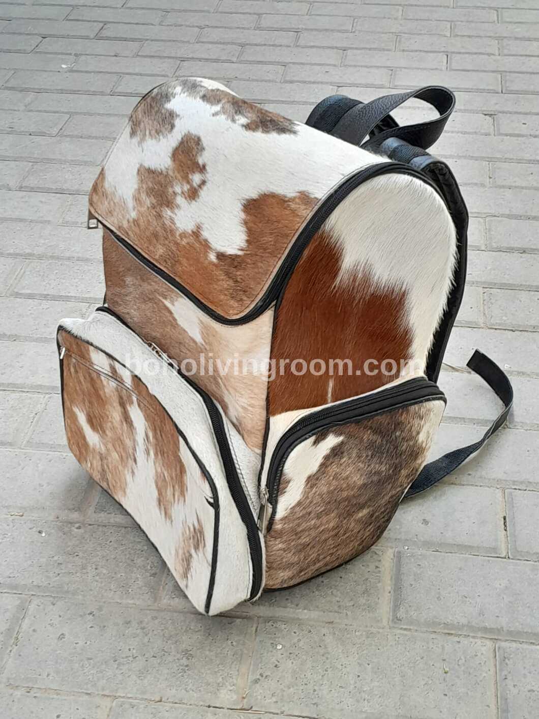 Natural Brown Tan Cowhide Backpack