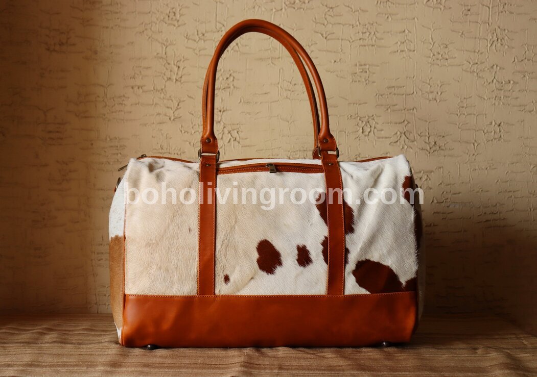 Brown White Cowhide Belt Bag