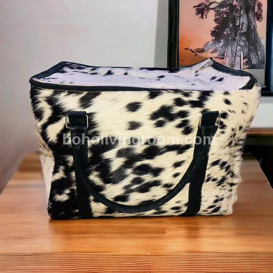 Natural Real Cow Skin Fur Makeup Bag