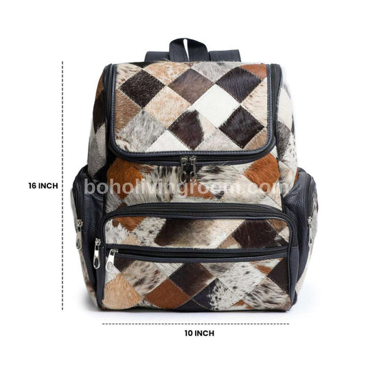 Patchwork Cow Skin Mommy Backpack Purse