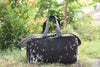 Cowhide Travel Duffle Bag Black White