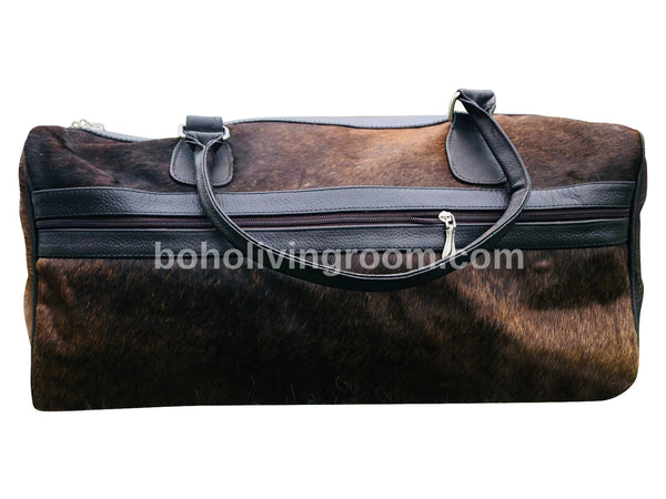 Dark Brindle Brown Cowhide Duffle Bag