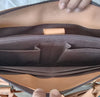 Brown White Cowhide Leather Briefcase Bag