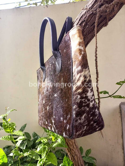 Natural Tricolor Cowhide Shoulder Bag