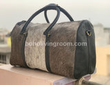 Exotic Grey Cowhide Overnight Bag