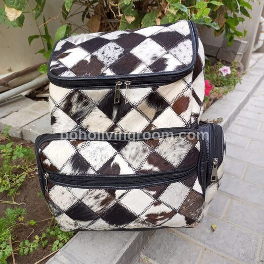 Natural Cowhide Patchwork Backpack