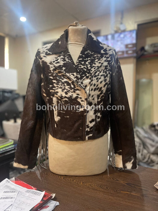 Real Natural Tricolor Cow Skin Jacket