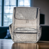 Exotic Cowhide Backpack Grey White