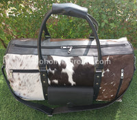 Large Tricolor Cowhide Overnight Bag
