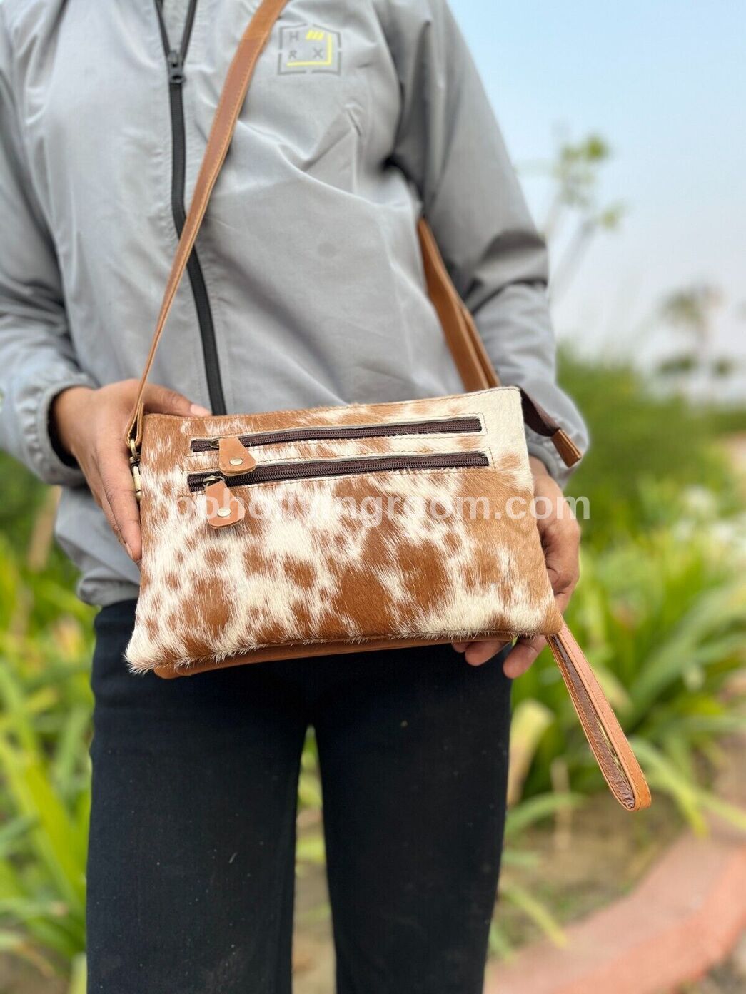 Exotic Cowhide Sling Purse