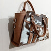 Brown White Leather Cowhide Purse