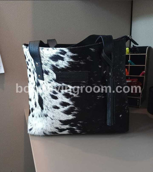 Black White Hair On Cowhide Purse