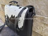 Cowhide Briefcase Bag Black White