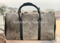 Exotic Grey Cowhide Overnight Bag