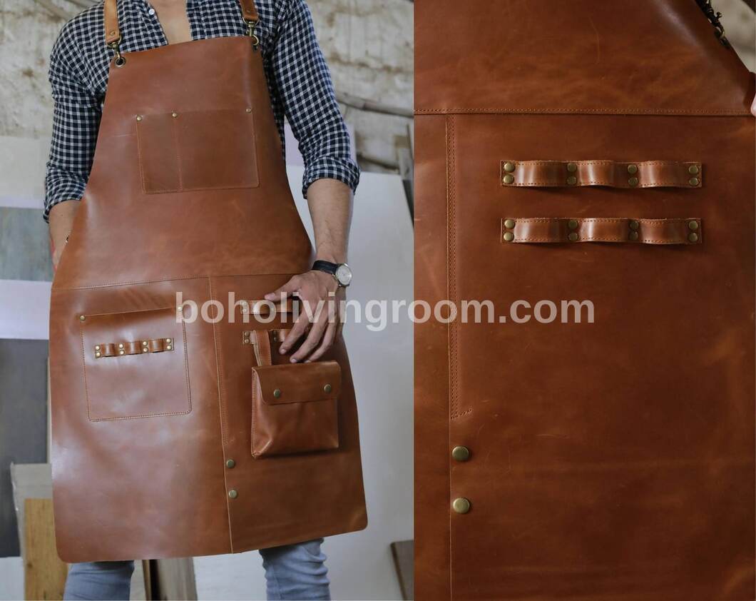 Genuine Leather Waxed Apron Woodworkers Hunters