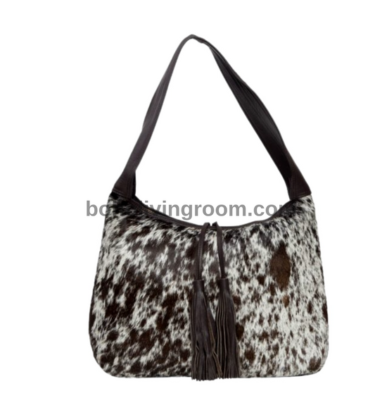 Classic Black White Cowhide Shoulder Purse