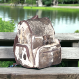 Large Cowhide Backpack Rustic Grey White