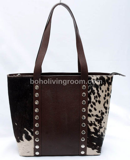 Leather Tricolor Cowhide Tote Bag