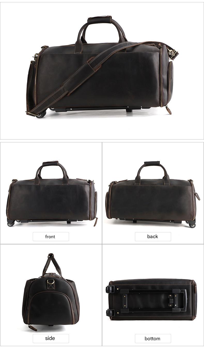 Crazy Horse Leather Trolley Garment Duffel