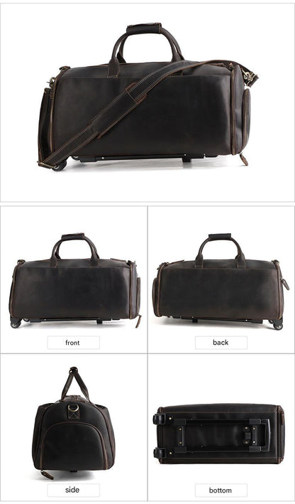 Crazy Horse Leather Trolley Garment Duffel