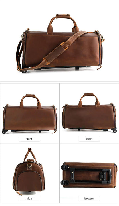 Crazy Horse Leather Trolley Garment Duffel