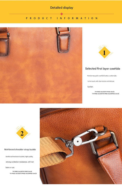 Leather messenger bag for men office travel