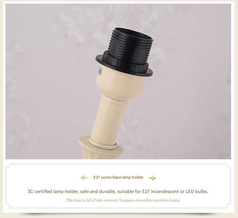 European lace rose bedside table lamp