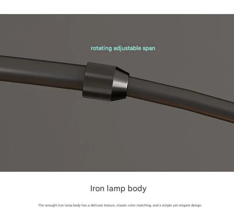 Modern black arching floor lamp with adjustable span