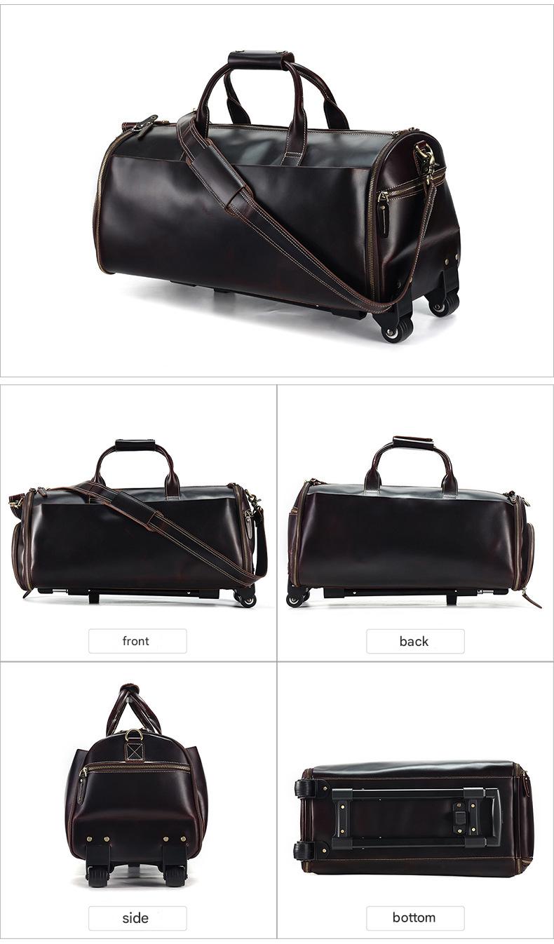 Crazy Horse Leather Trolley Garment Duffel