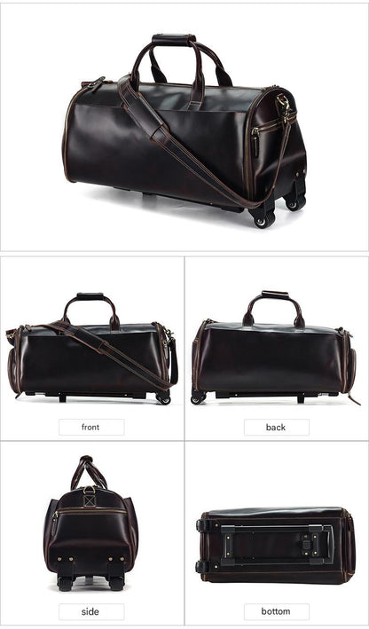Crazy Horse Leather Trolley Garment Duffel