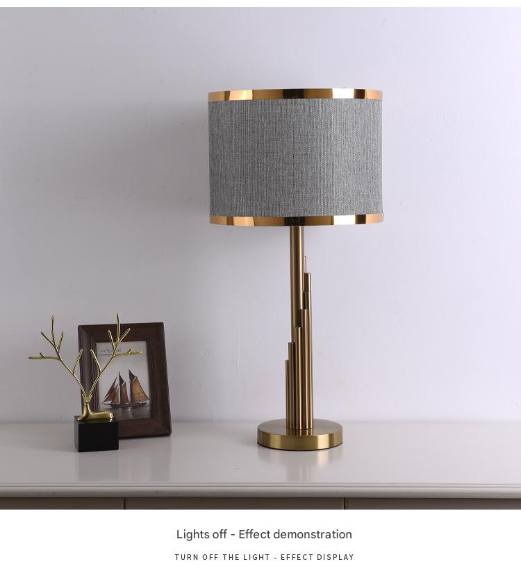 Modern scandinavian brass fabric table lamp