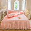 Lace Fitted Sheet with Ruffled Bed Skirt and Pillowcase