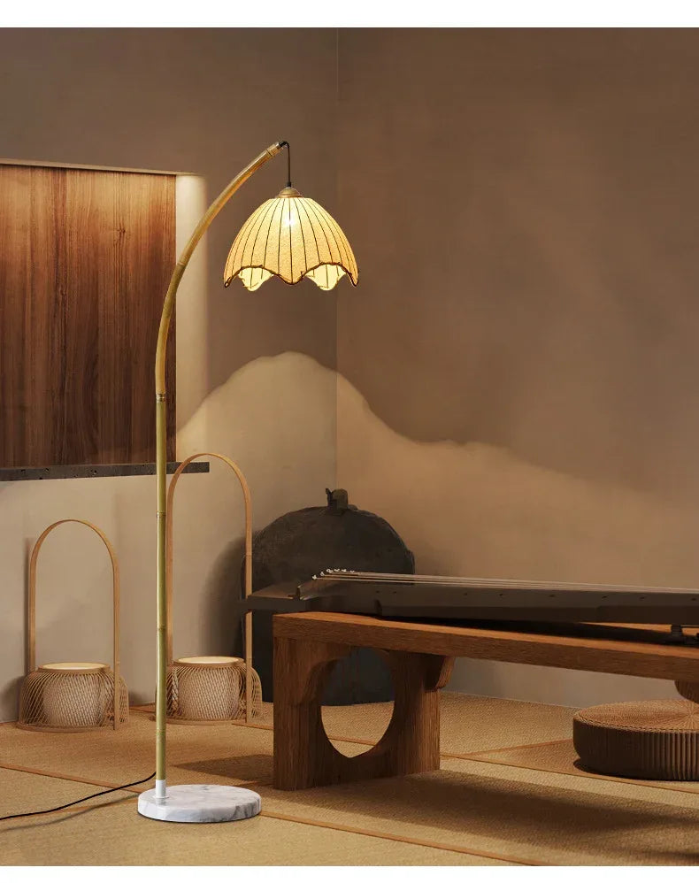 Retro Wabi-Sabi Handmade Bamboo Floor Lamp