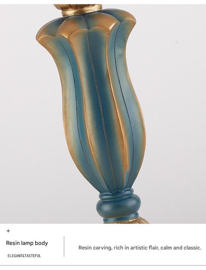 European retro resin fabric bedside table lamp