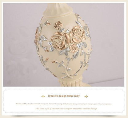 European lace rose bedside table lamp
