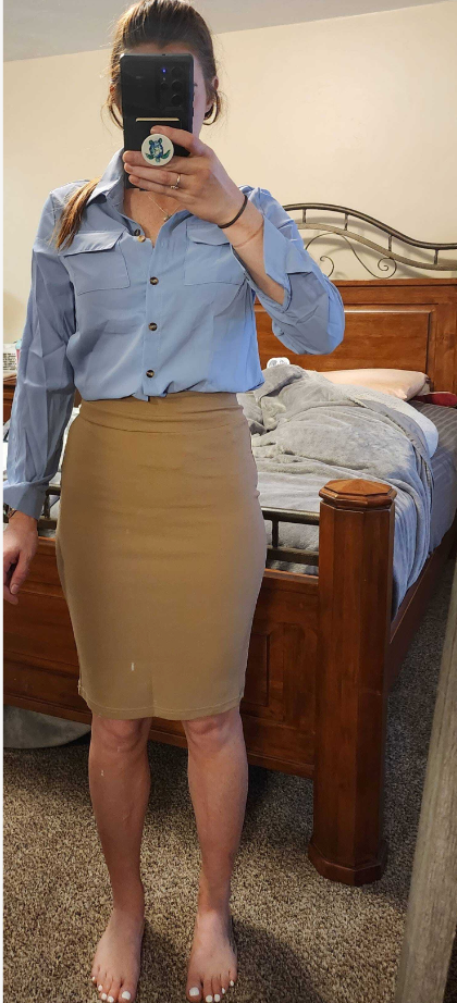 High Waisted Knee Length Pencil Skirt