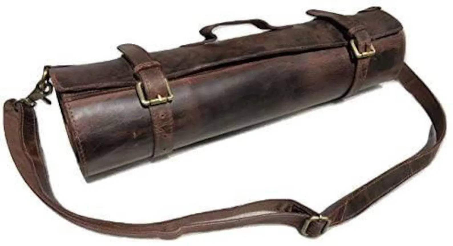 Handmade Leather Knife Roll Carrier for Chefs Travel Storage Case