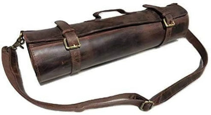 Handmade Leather Knife Roll Carrier for Chefs Travel Storage Case