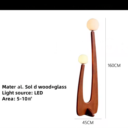 Modern Minimalist Walnut Solid Wood Floor Lamp with Dual Glass