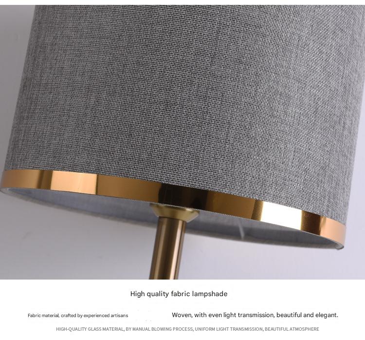 Modern scandinavian brass fabric table lamp