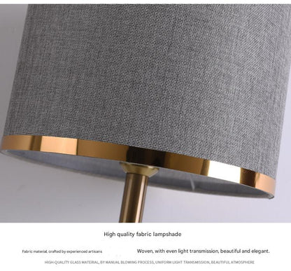 Modern scandinavian brass fabric table lamp