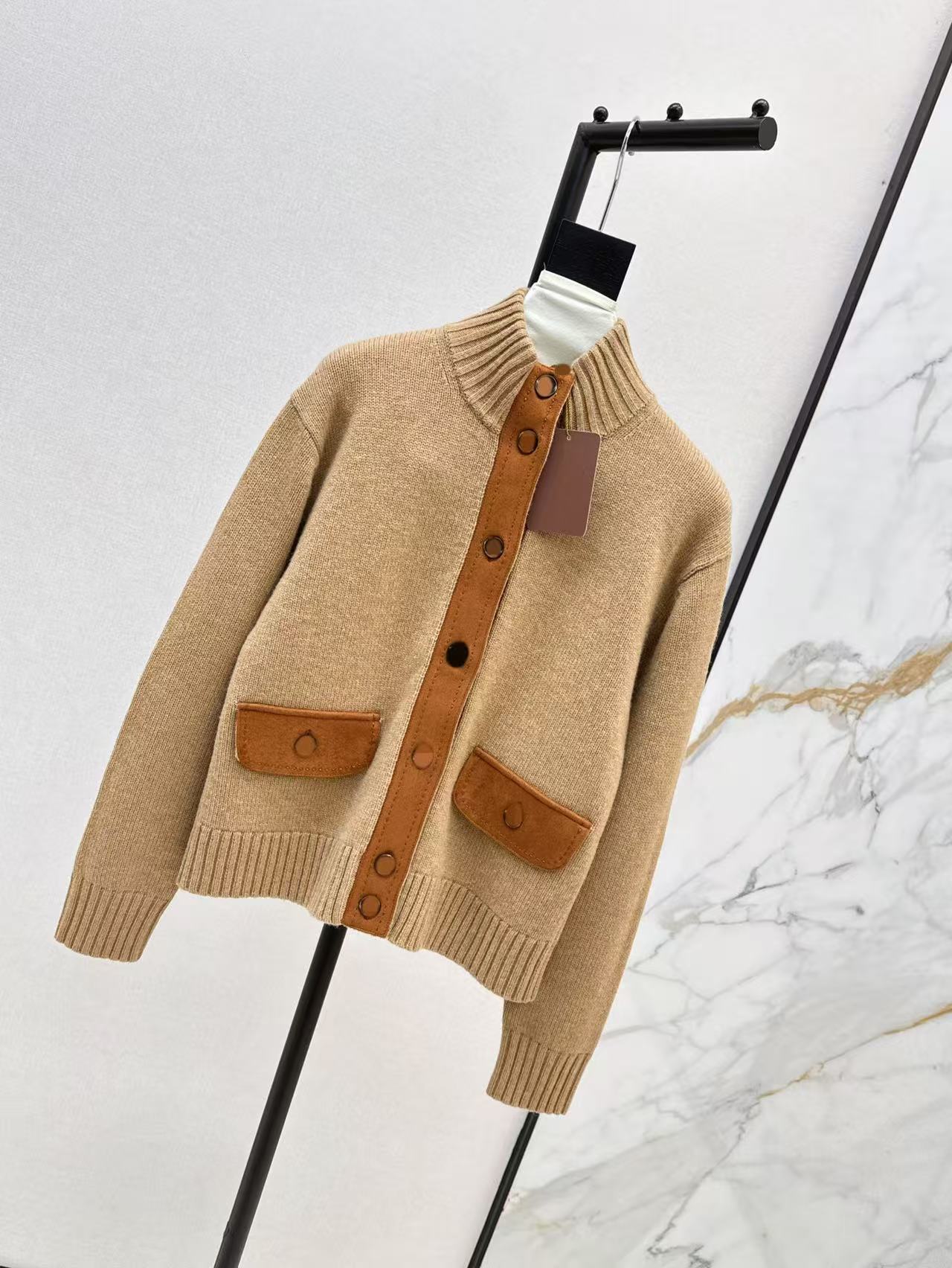 Women’s Cashmere Suede Patch Cardigan Jacket