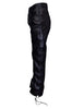 Laced leather pants real black biker pants with lace up sides for men
