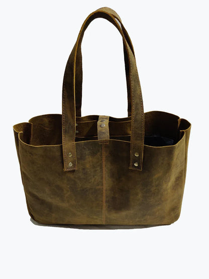 Real leather tote bag women large shoulder work bag