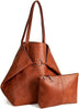 Large Genuine Leather Tote Bag Brown